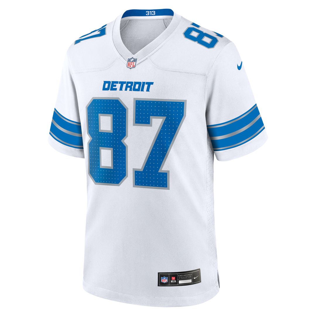 Men's Detroit Lions Sam LaPorta Nike  White White Game Jersey