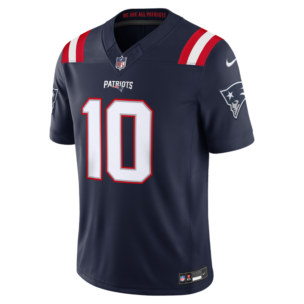 Men's New England Patriots Drake Maye Nike Navy Team Vapor F.U.S.E. Stitched Limited Jersey