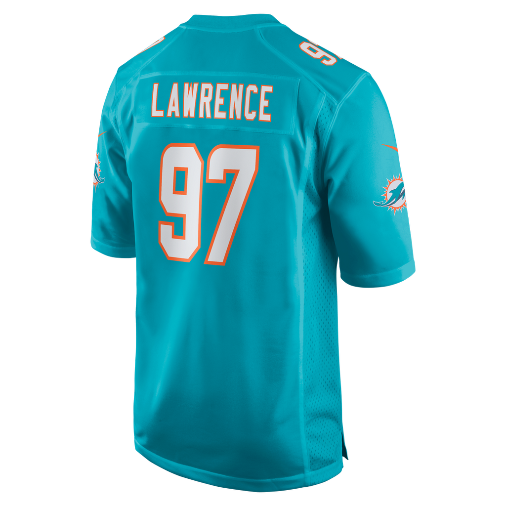 Men's Miami Dolphins Rashard Lawrence Nike  Aqua Team Game Jersey