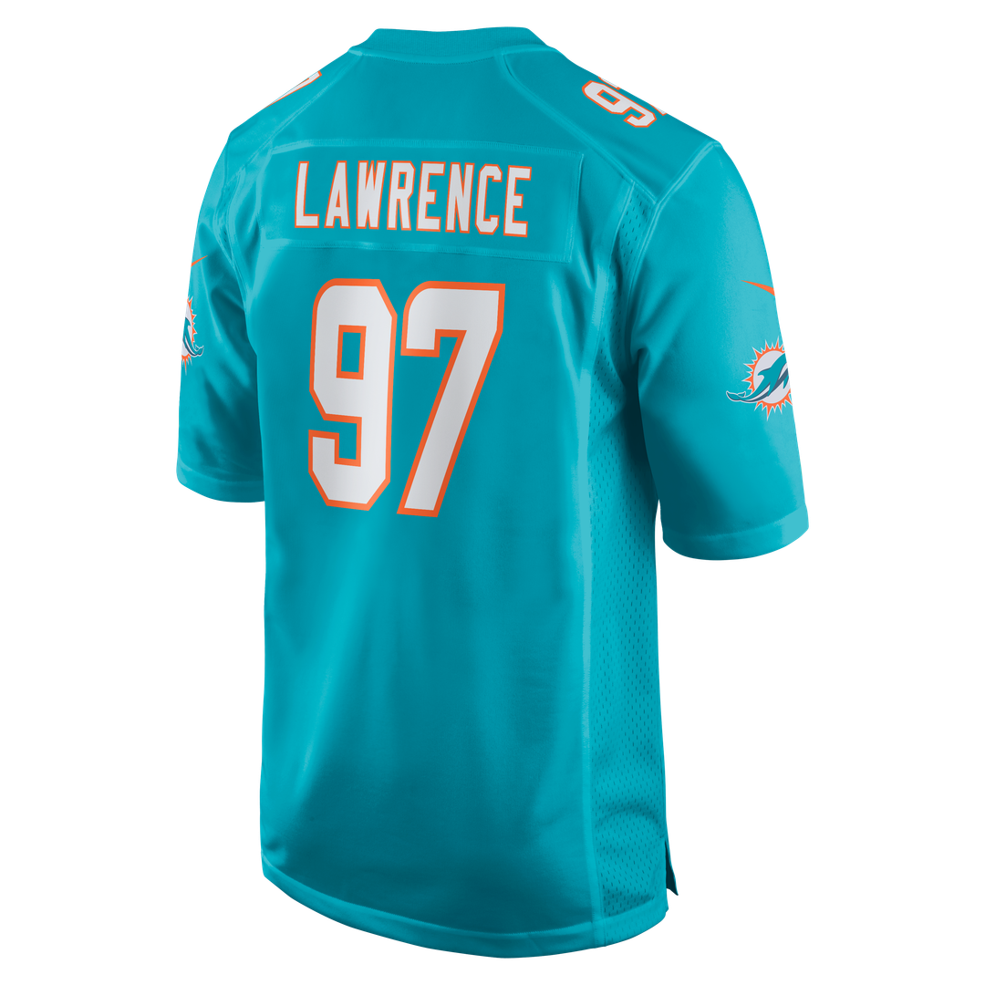 Men's Miami Dolphins Rashard Lawrence Nike  Aqua Team Game Jersey