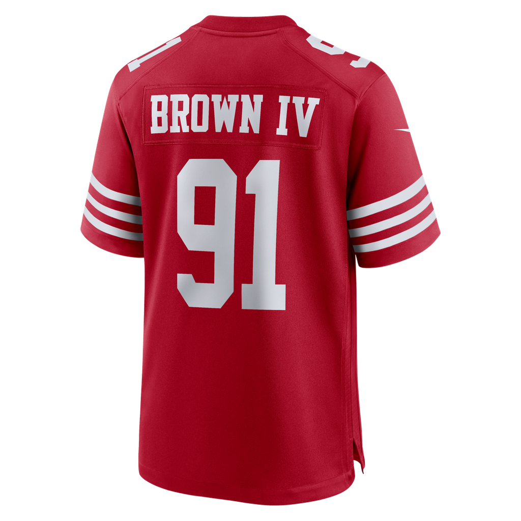 Men's San Francisco 49ers Earnest Brown IV Nike  Scarlet Team Game Jersey