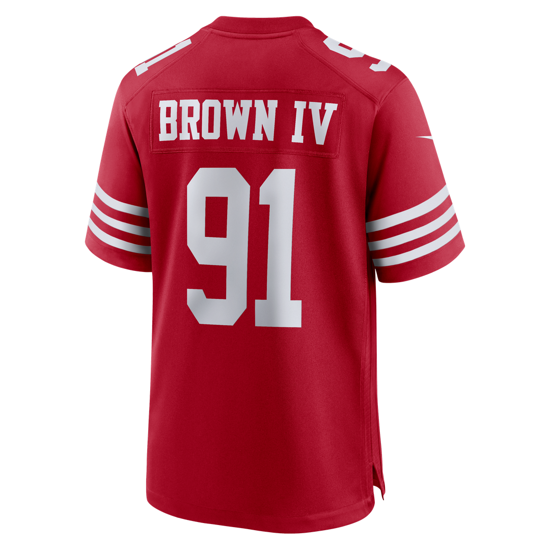Men's San Francisco 49ers Earnest Brown IV Nike  Scarlet Team Game Jersey