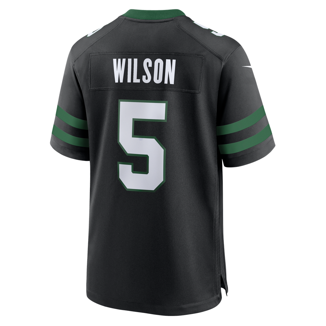 Men's New York Jets Garrett Wilson Nike Legacy Black Alternate Game Jersey