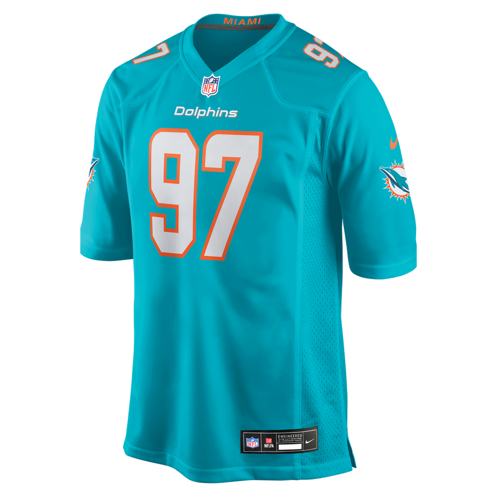Men's Miami Dolphins Rashard Lawrence Nike  Aqua Team Game Jersey