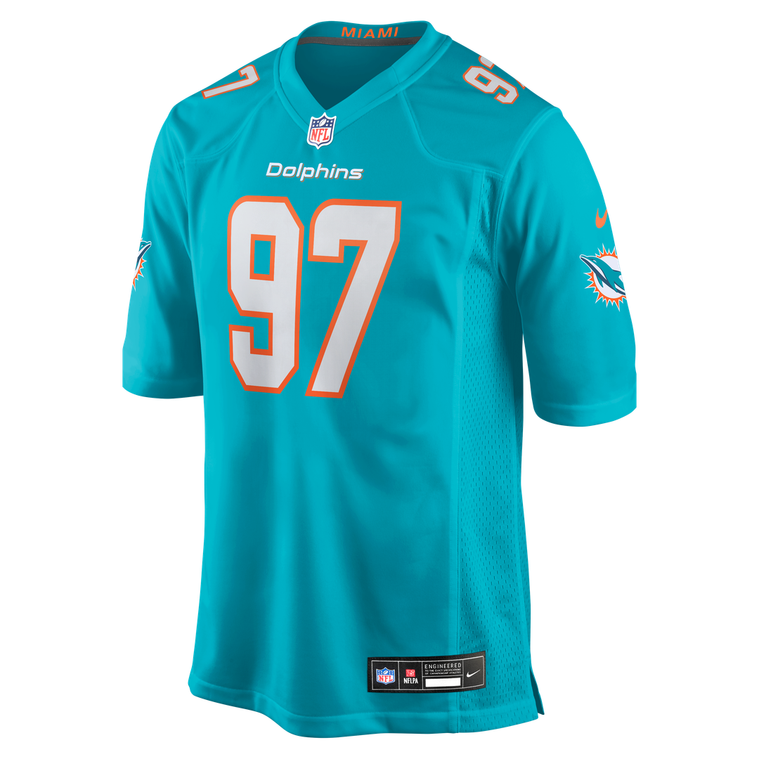 Men's Miami Dolphins Rashard Lawrence Nike  Aqua Team Game Jersey