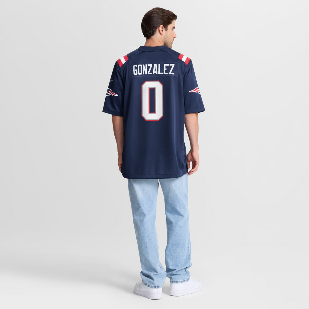 Men's New England Patriots Christian Gonzalez Nike  Navy Team Game Jersey