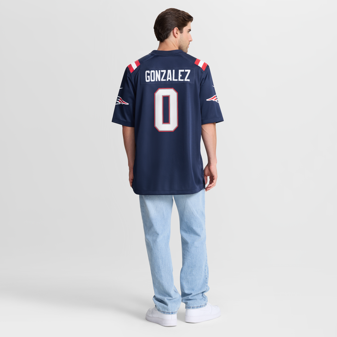 Men's New England Patriots Christian Gonzalez Nike  Navy Team Game Jersey
