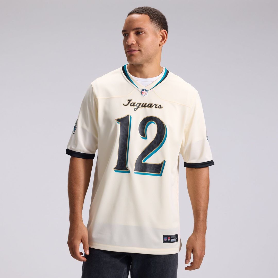 Men's Jacksonville Jaguars Travis Hunter Nike Natural 2026 Rivalries Collection Game Jersey