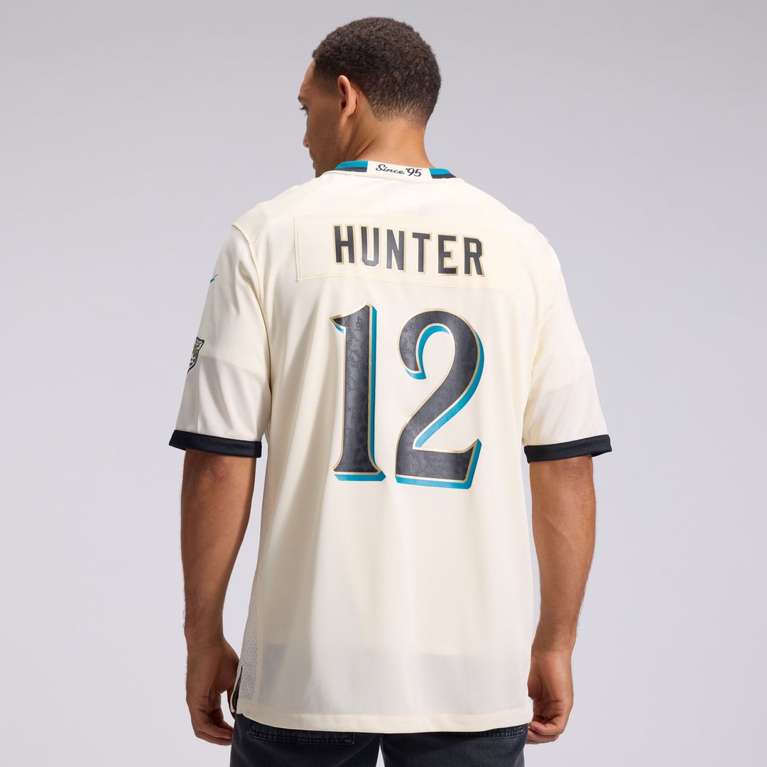 Men's Jacksonville Jaguars Travis Hunter Nike Natural 2026 Rivalries Collection Game Jersey