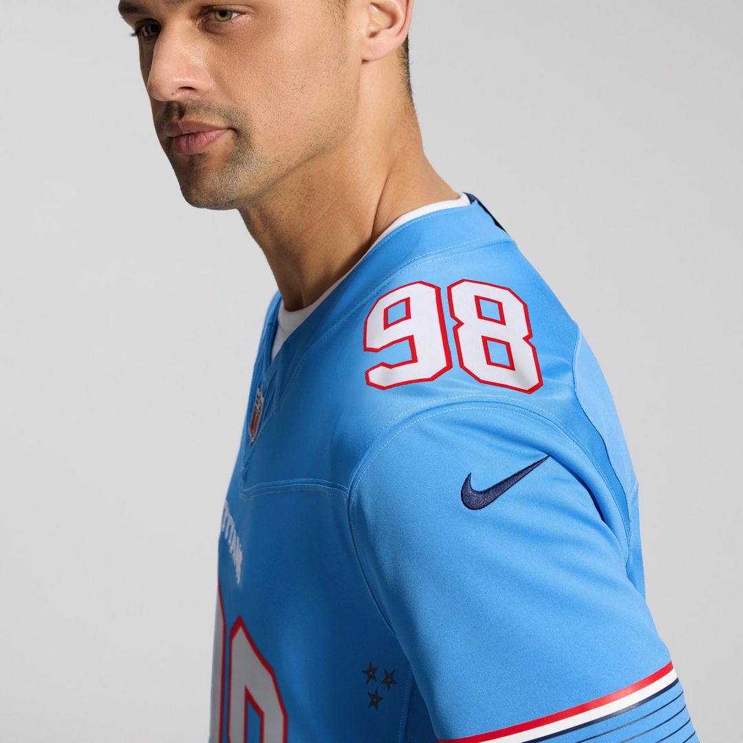 Men's Tennessee Titans Jeffery Simmons Nike Light Blue Team Vapor F.U.S.E. Stitched Limited Jersey