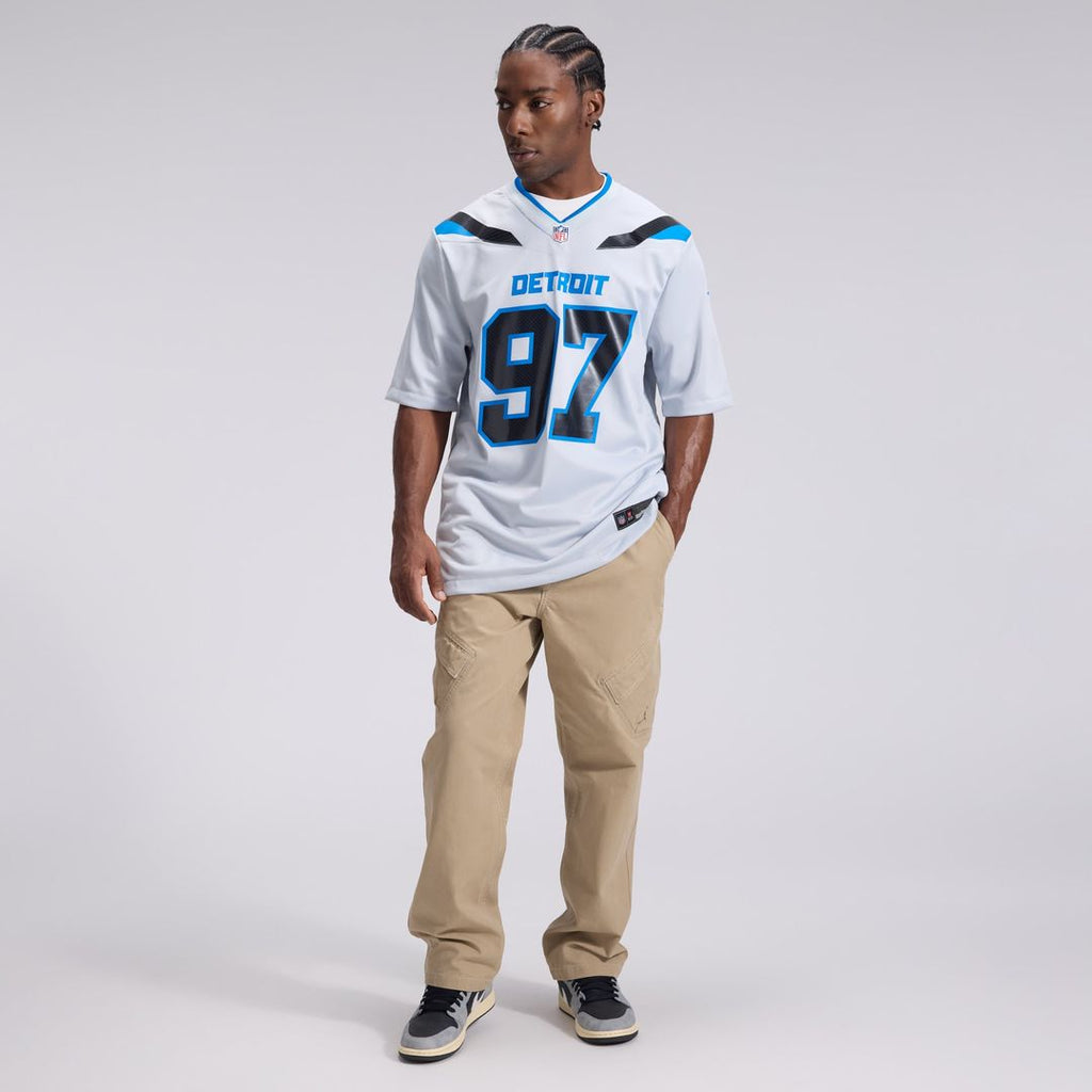 Men's Detroit Lions Aidan Hutchinson Nike Silver 2026 Rivalries Collection Game Jersey