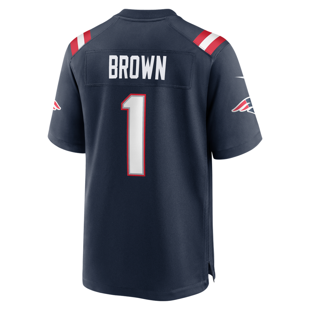Men's New England Patriots A.J. Brown Nike Navy Team Game Jersey