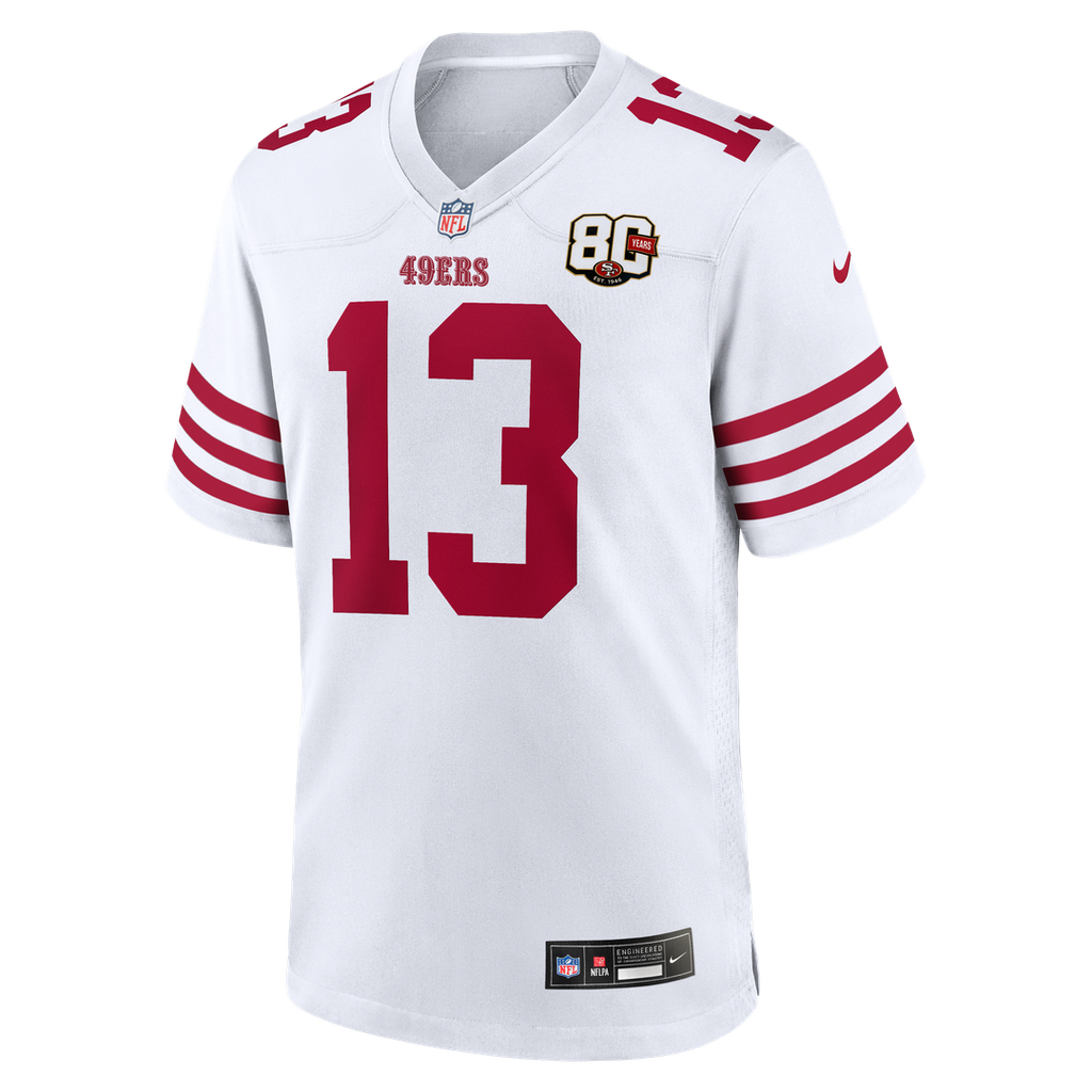 Men's San Francisco 49ers Brock Purdy Nike White 80th Anniversary Game Jersey