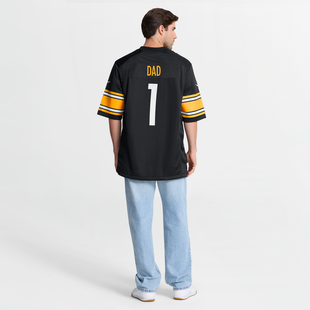 Men's Pittsburgh Steelers Number 1 Dad Nike Black Game Jersey
