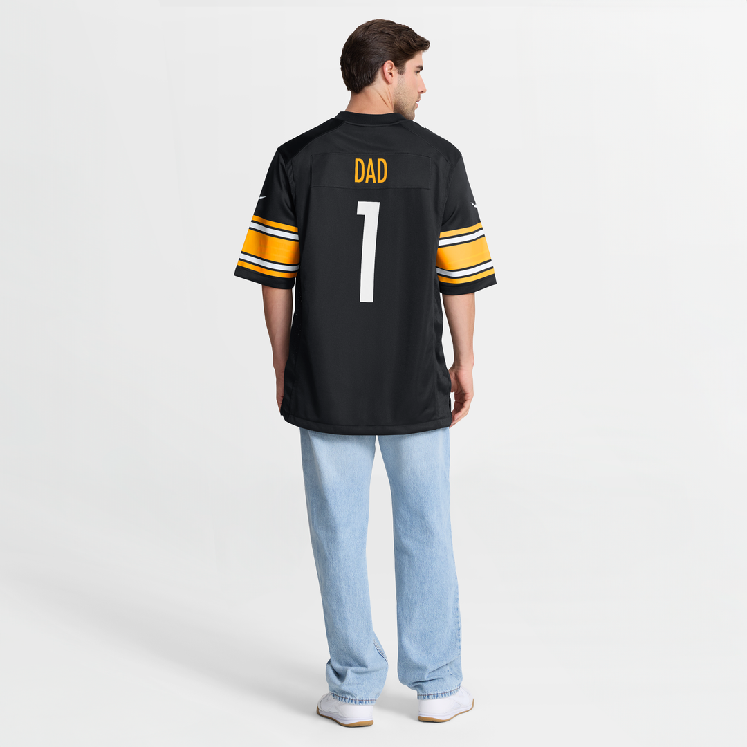 Men's Pittsburgh Steelers Number 1 Dad Nike Black Game Jersey