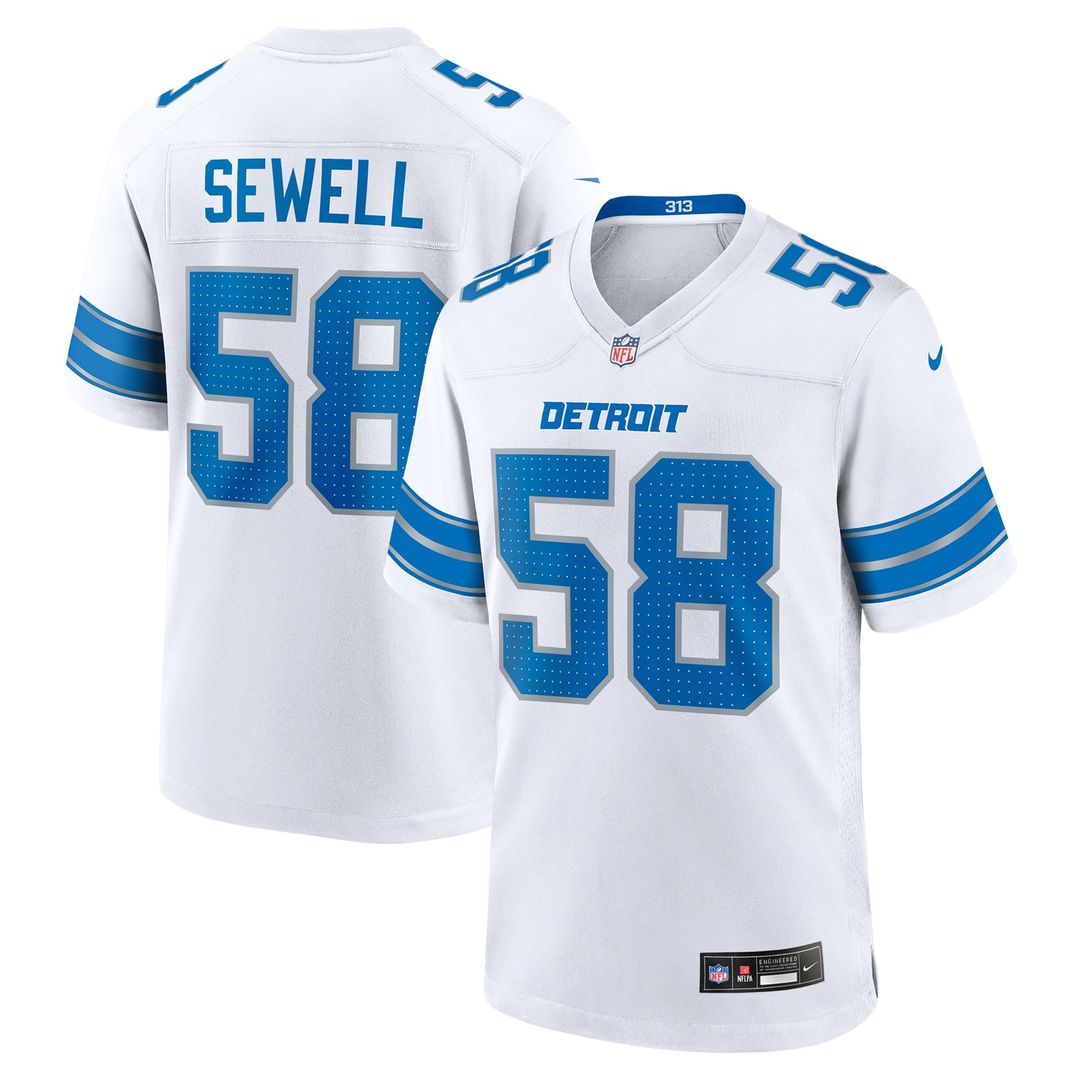 Men's Detroit Lions Penei Sewell Nike  White Game Jersey