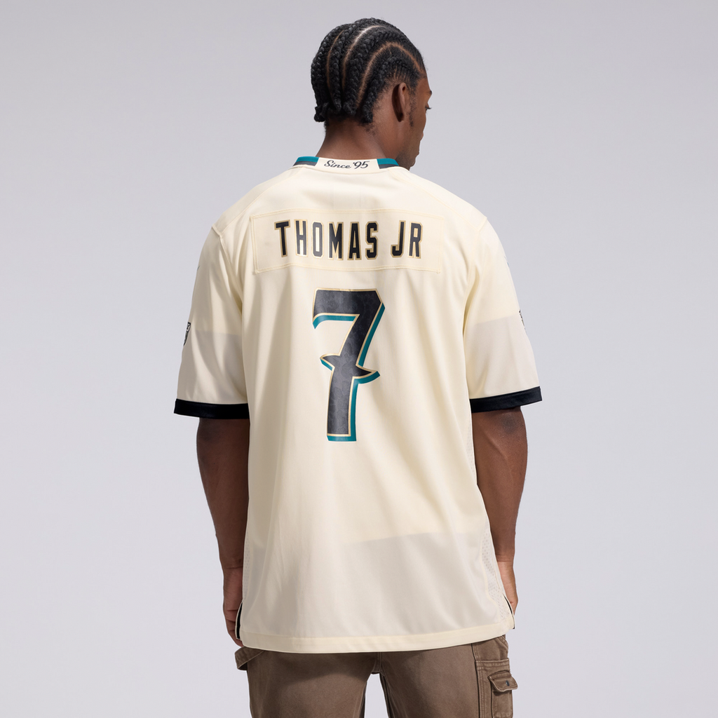 Men's Jacksonville Jaguars Brian Thomas Jr. Nike Natural 2026 Rivalries Collection Game Jersey
