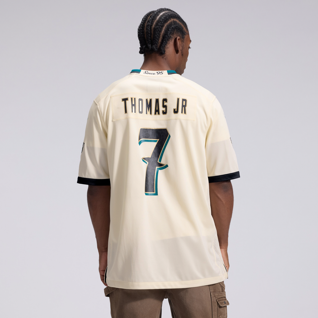Men's Jacksonville Jaguars Brian Thomas Jr. Nike Natural 2026 Rivalries Collection Game Jersey