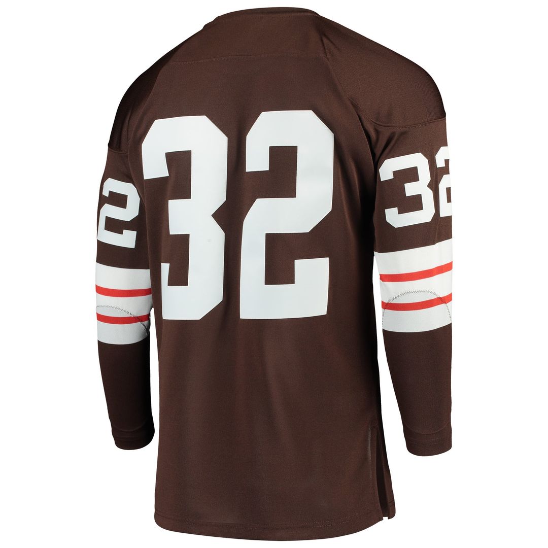 Men's Cleveland Browns 1964 Jim Brown Mitchell & Ness Brown Authentic Throwback Retired Player Jersey