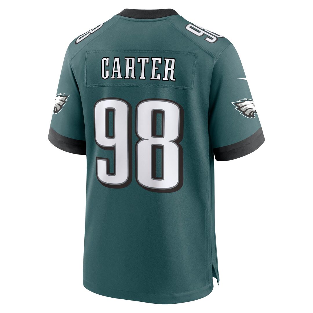 Men's Philadelphia Eagles Jalen Carter Nike  Midnight Green Team Game Jersey