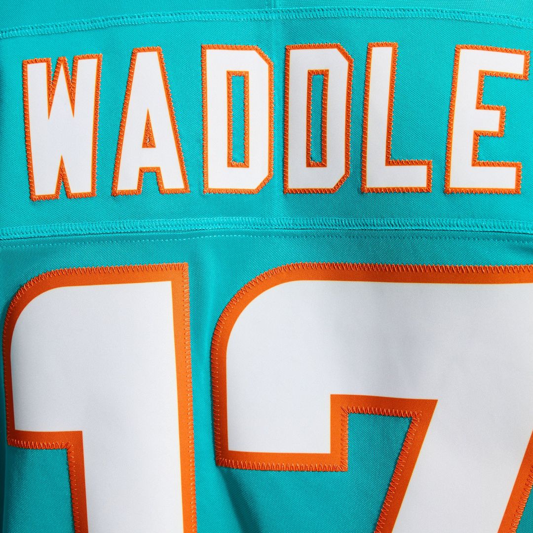 Men's Miami Dolphins Jaylen Waddle Nike Aqua Team Vapor F.U.S.E. Stitched Limited Jersey