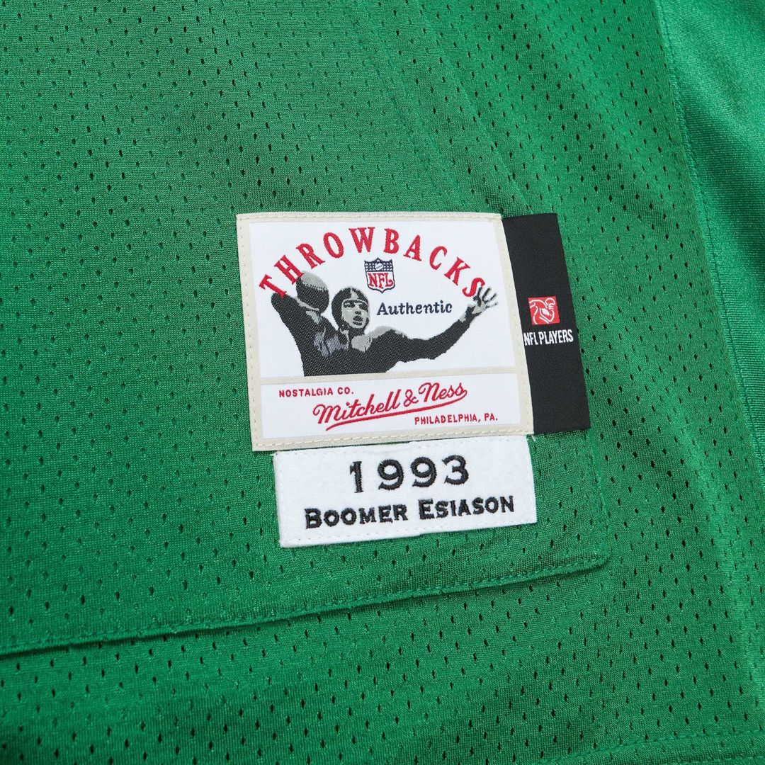 Men's New York Jets Boomer Esiason Mitchell & Ness Kelly Green 1993 Authentic Throwback Retired Player Pocket Jersey