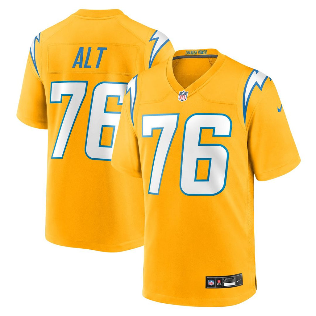 Men's Los Angeles Chargers Joe Alt Nike Gold Alternate Charger Power Game Player Jersey