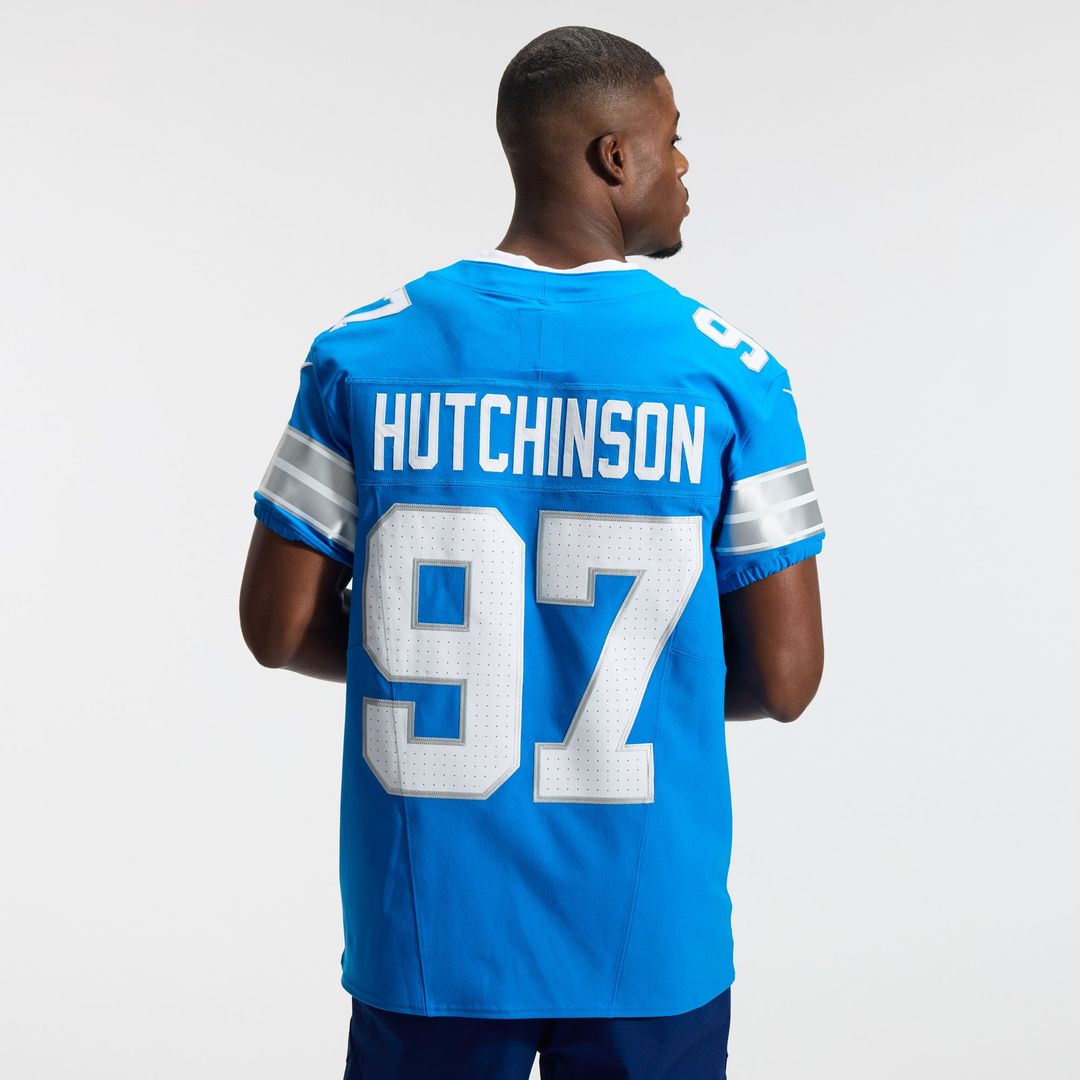 Men's Detroit Lions Aidan Hutchinson Nike Blue Alternate Vapor F.U.S.E. Elite Jersey