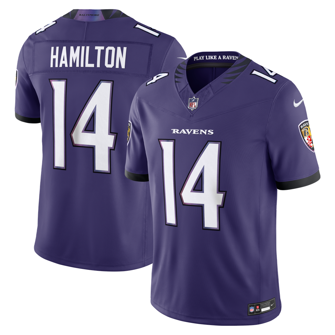 Men's Baltimore Ravens Kyle Hamilton Nike Black Alternate Vapor F.U.S.E. Stitched Limited Jersey