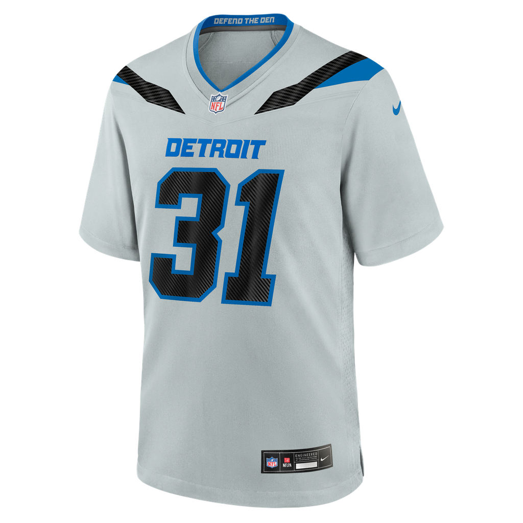 Men's Detroit Lions Kerby Joseph Nike Silver 2026 Rivalries Collection Game Jersey