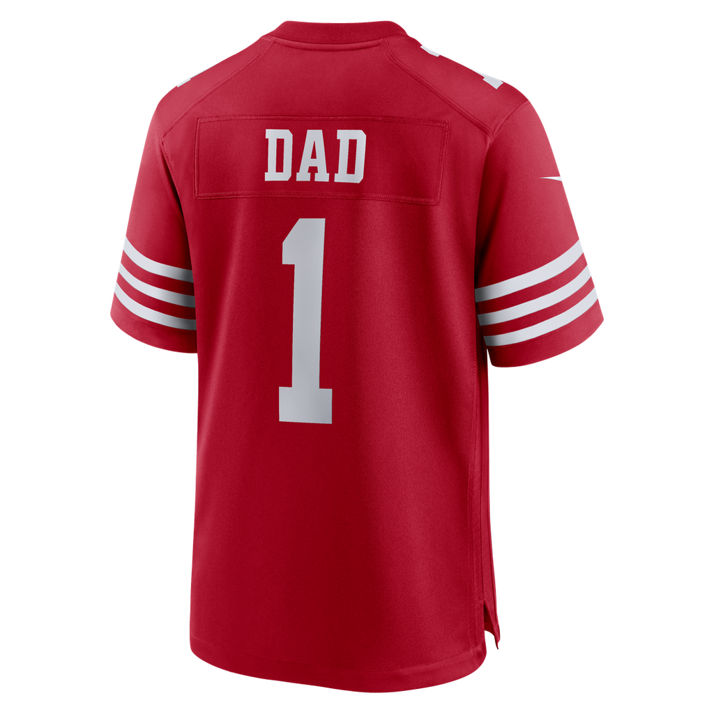 Men's San Francisco 49ers Number 1 Dad Nike Scarlet Game Jersey