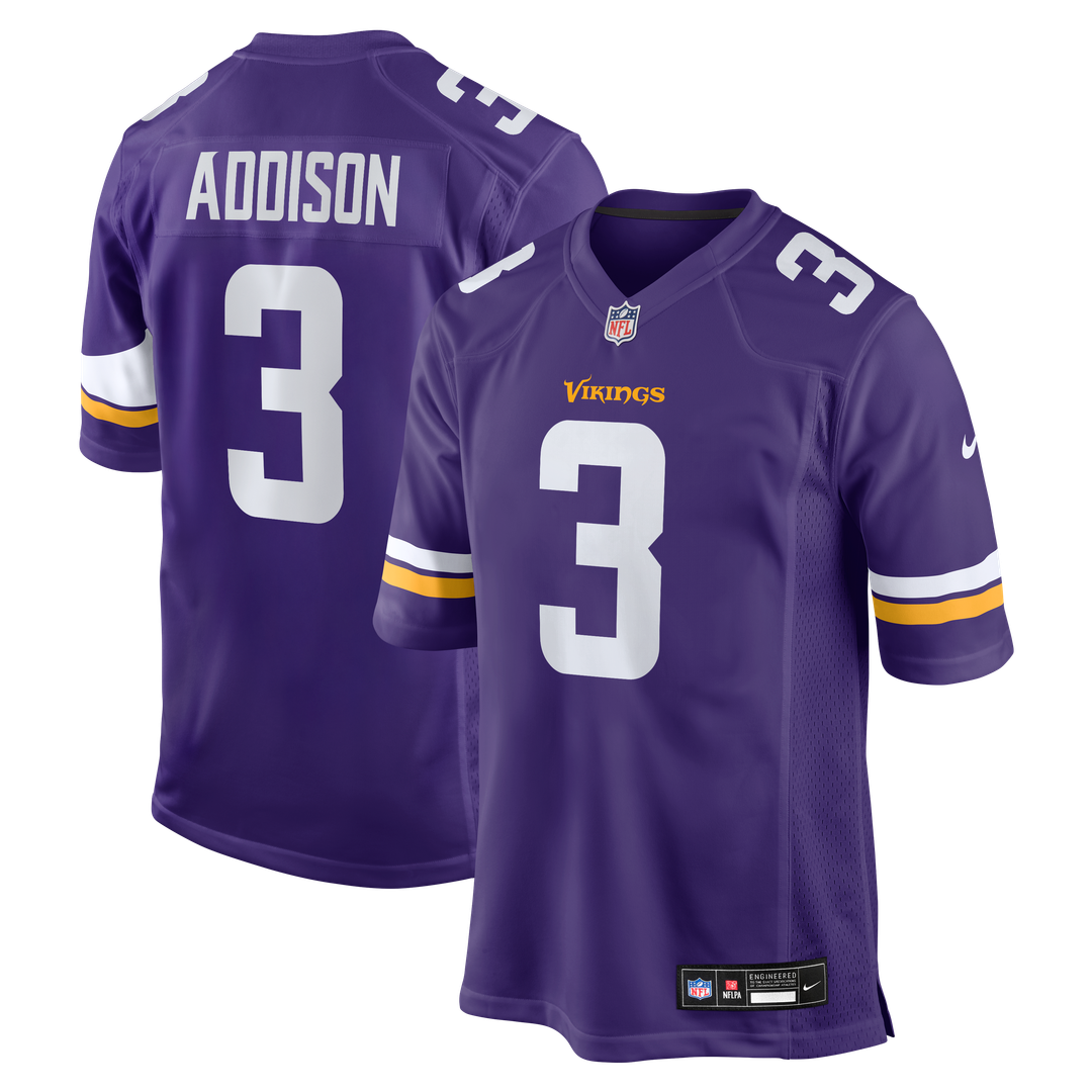 Men's Minnesota Vikings Jordan Addison Nike Purple  Game Jersey
