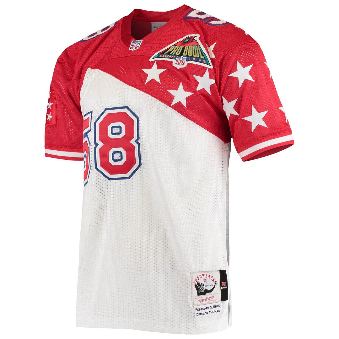 Men's AFC Derrick Thomas Mitchell & Ness White/Red 1995 Pro Bowl Authentic Jersey
