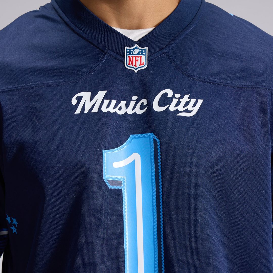Men's Tennessee Titans Cameron Ward Nike Navy 2026 Rivalries Collection Game Jersey