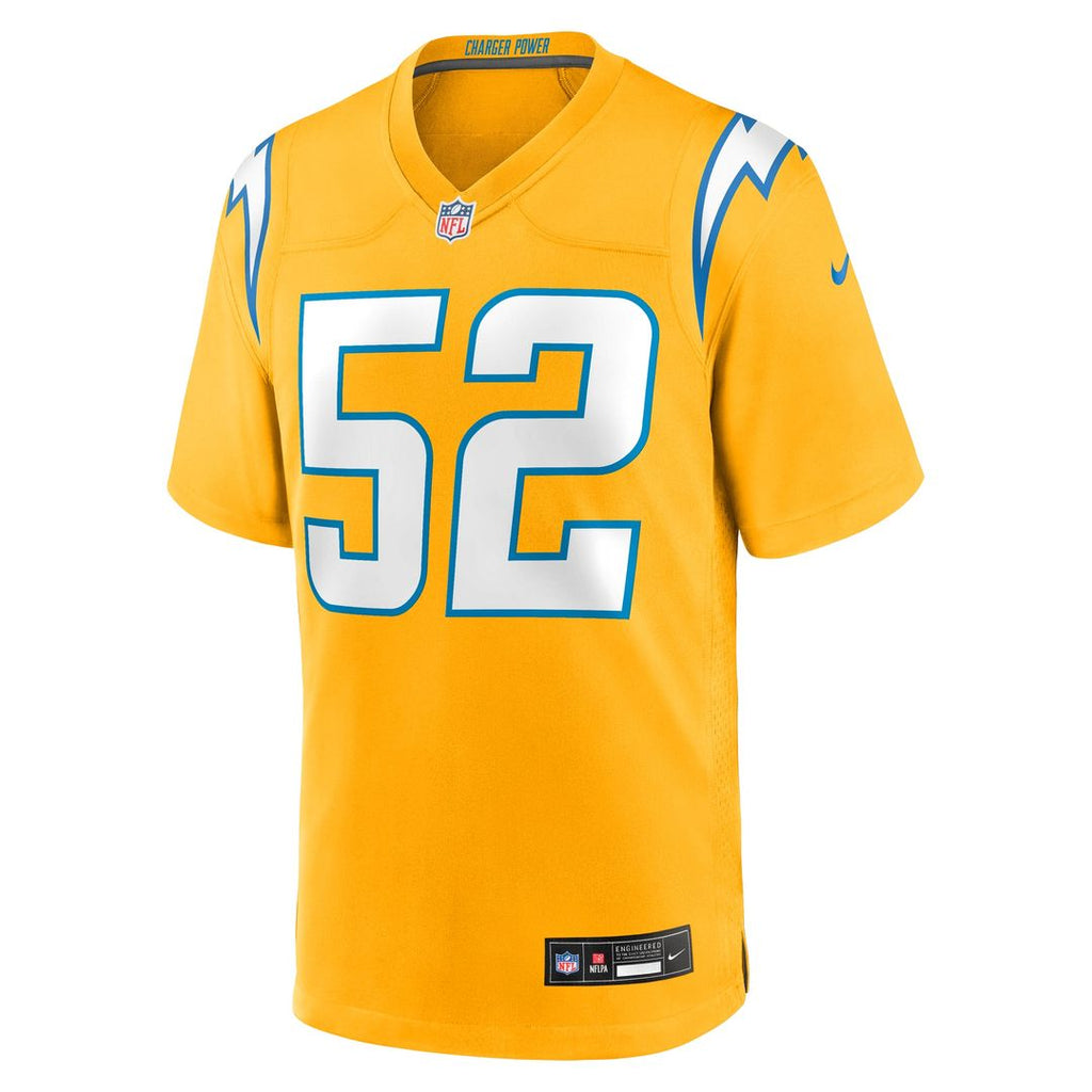 Men's Los Angeles Chargers Khalil Mack Nike Gold Alternate Charger Power Game Player Jersey