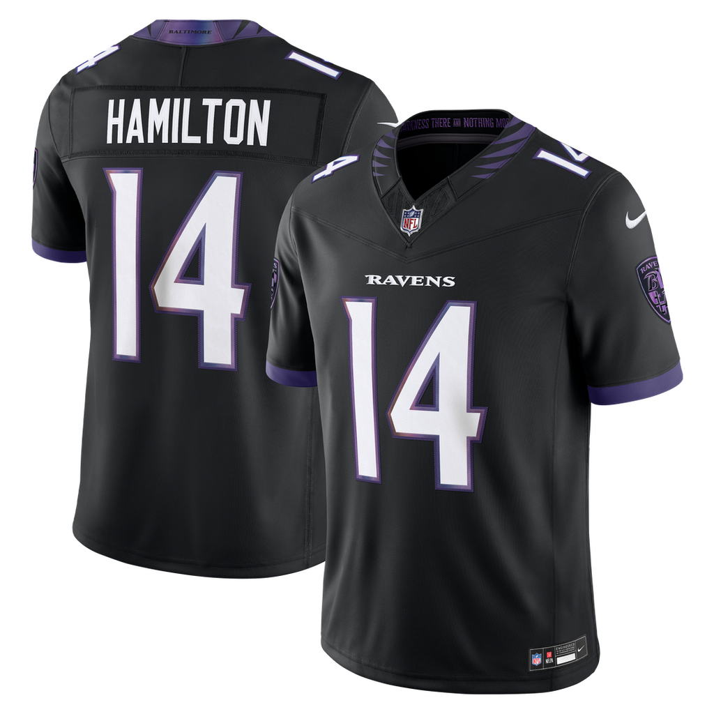 Men's Baltimore Ravens Kyle Hamilton Nike Black Alternate Vapor F.U.S.E. Stitched Limited Jersey