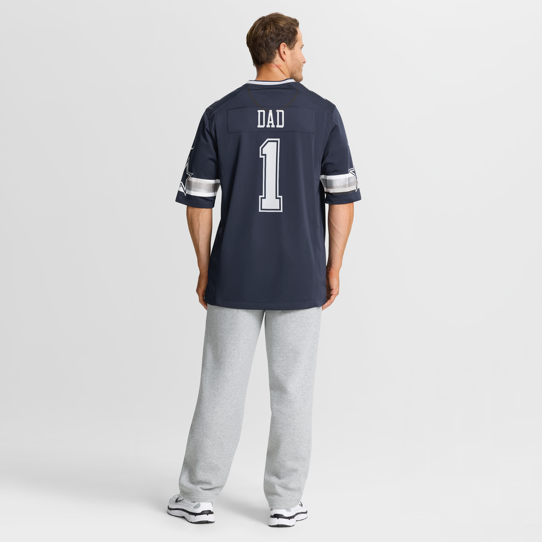 Men's Dallas Cowboys Number 1 Dad Nike Navy Game Jersey