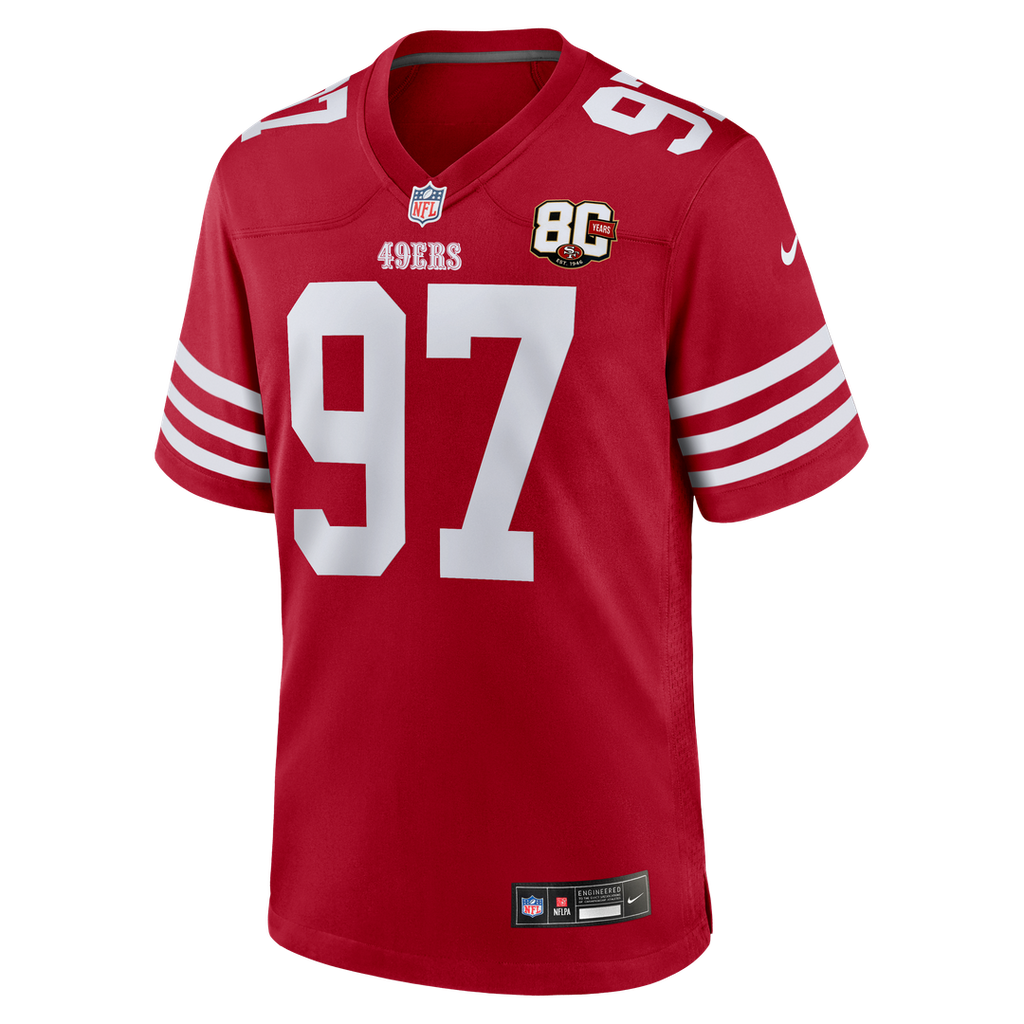 Men's San Francisco 49ers Nick Bosa Nike Scarlet 80th Anniversary Game Jersey