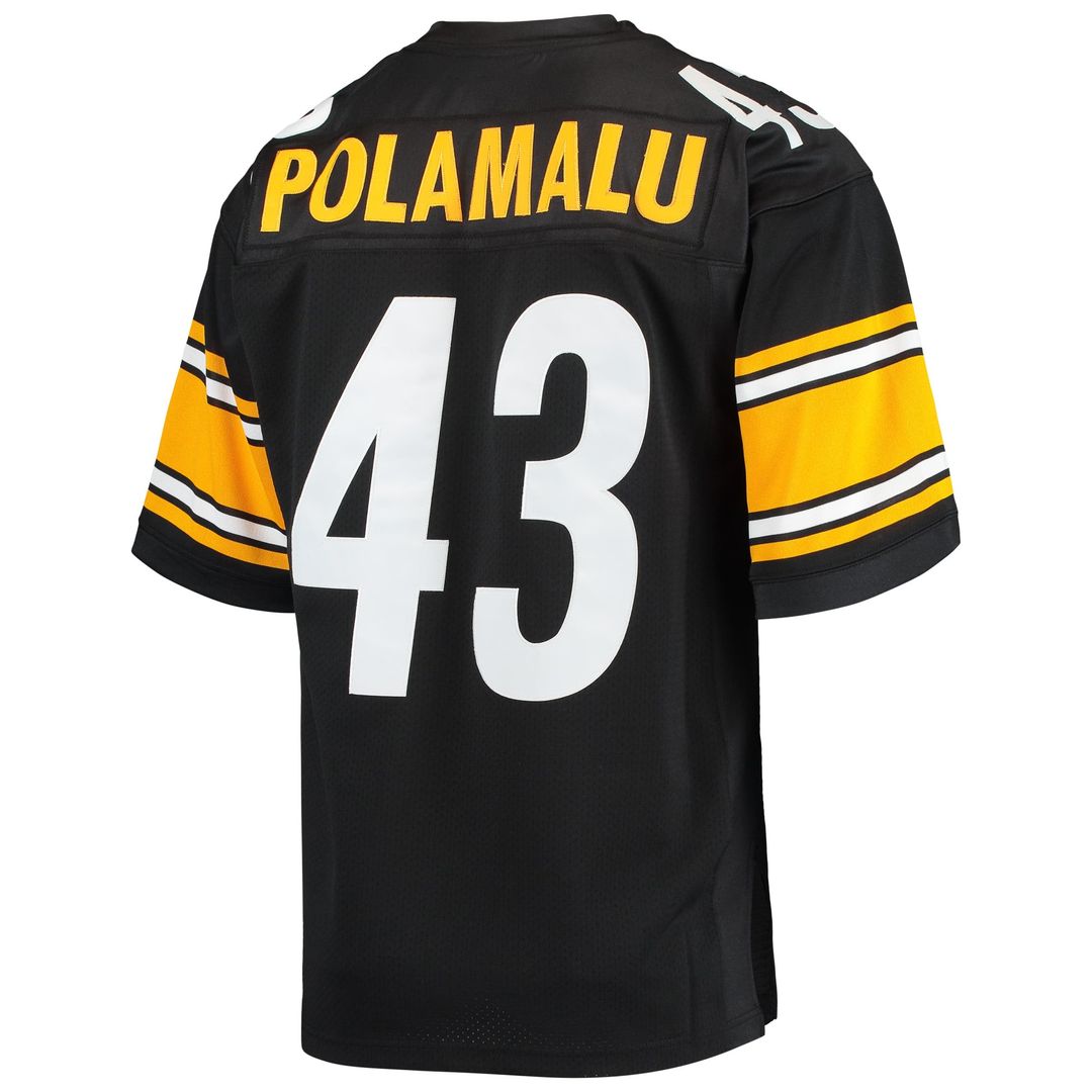 Men's Pittsburgh Steelers 2007 Troy Polamalu Mitchell & Ness Black Authentic Throwback Retired Player Jersey