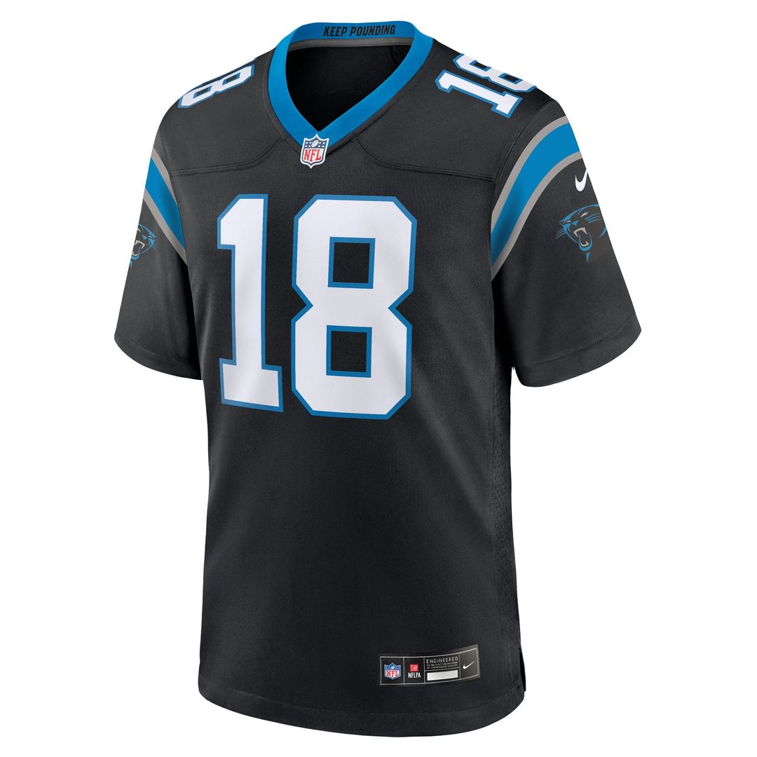 Men's Carolina Panthers Jalen Coker Nike  Black Team Game Jersey