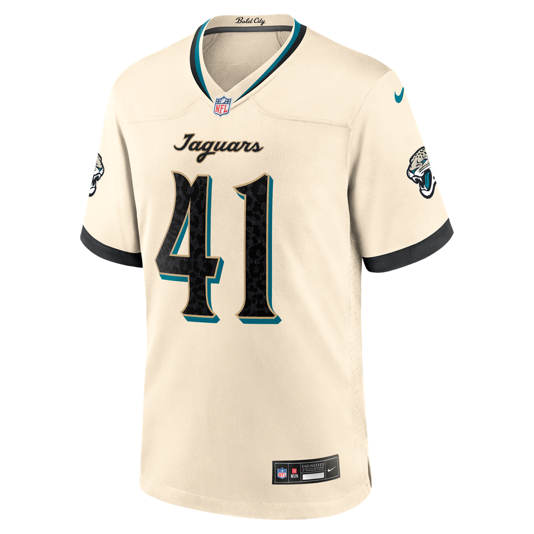 Men's Jacksonville Jaguars Josh Hines-Allen Nike Natural 2026 Rivalries Collection Game Jersey