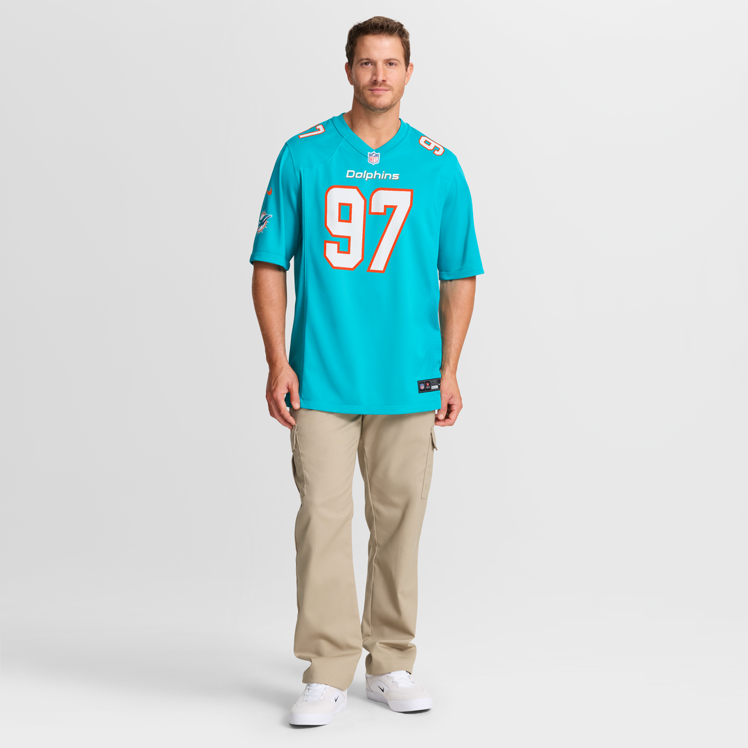 Men's Miami Dolphins Rashard Lawrence Nike  Aqua Team Game Jersey