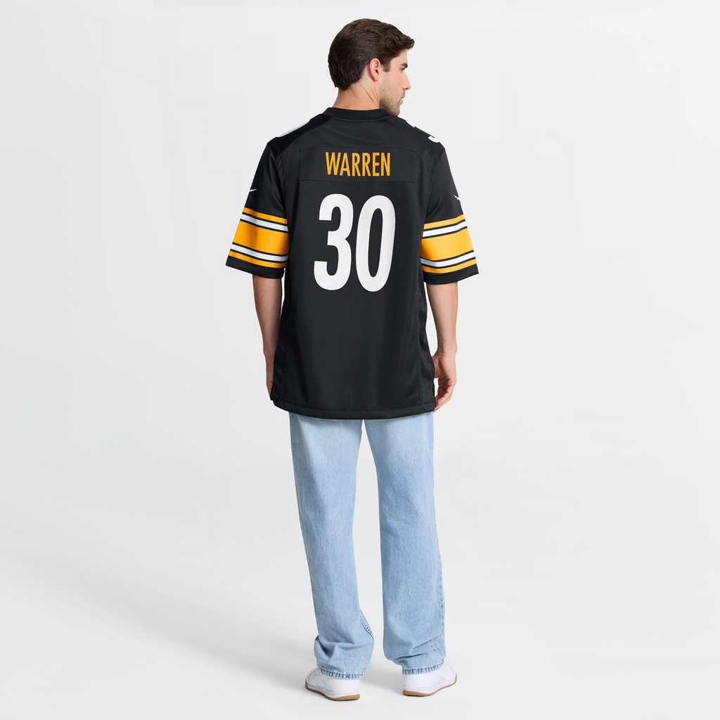 Men's Pittsburgh Steelers Jaylen Warren Nike Black Game Player Jersey