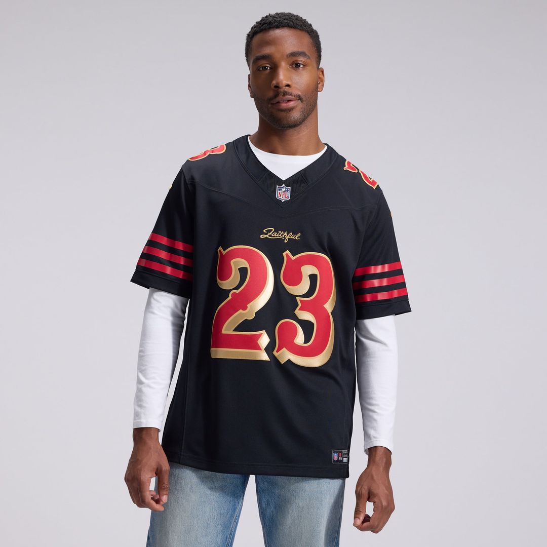 Men's San Francisco 49ers Christian McCaffrey Nike Black Rivalries Collection Stitched Limited Jersey