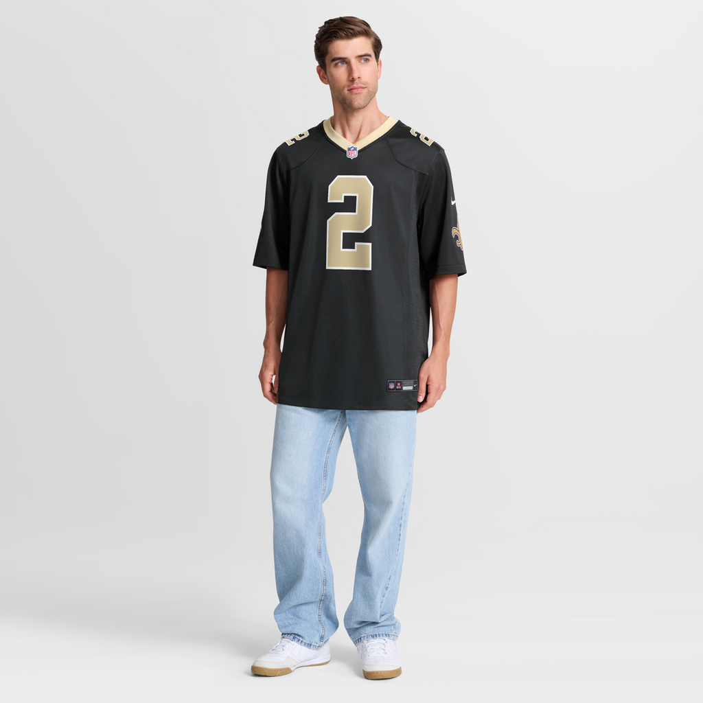 Men's New Orleans Saints Spencer Rattler Nike  Black Team Game Jersey