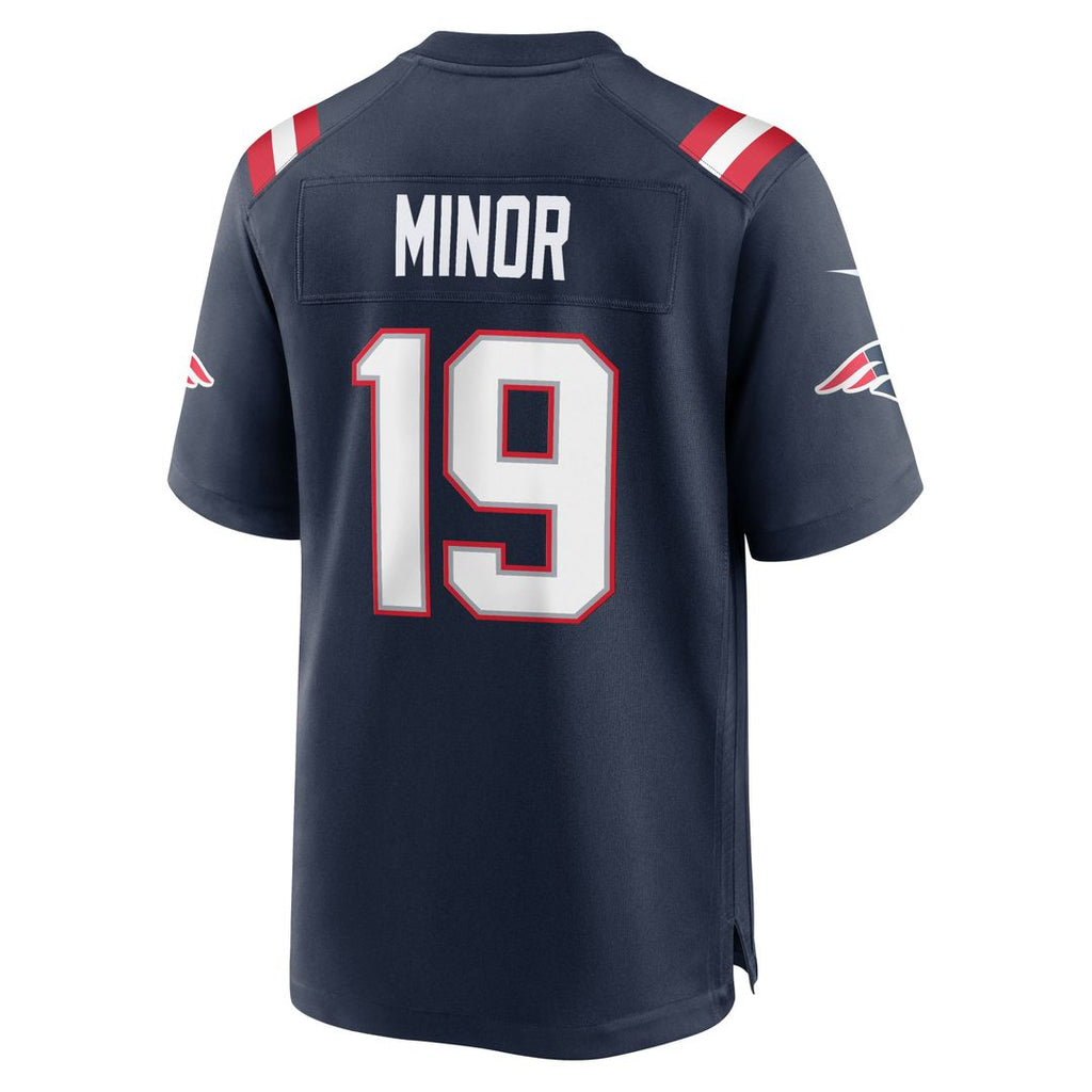 Men's New England Patriots Kobee Minor Nike Navy Team Game Jersey
