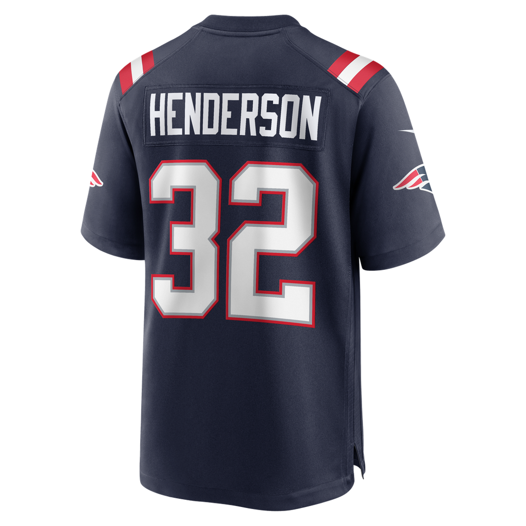 Men's New England Patriots TreVeyon Henderson Nike Navy 2025 NFL Draft Game Jersey