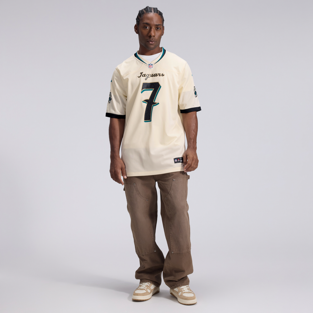 Men's Jacksonville Jaguars Brian Thomas Jr. Nike Natural 2026 Rivalries Collection Game Jersey
