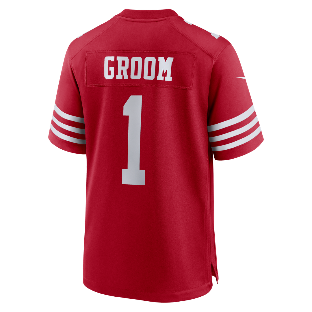 Men's San Francisco 49ers Number 1 Groom Nike Scarlet Game Jersey