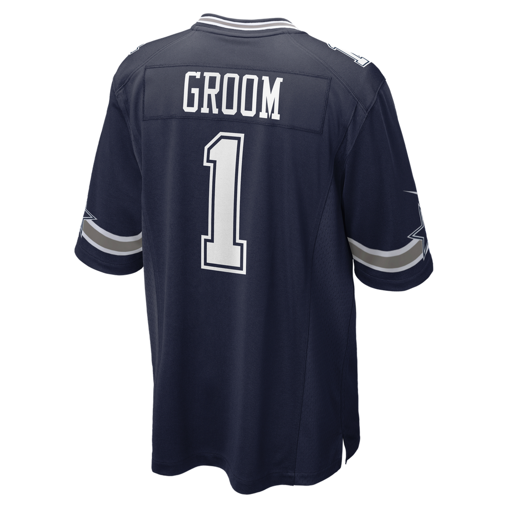 Men's Dallas Cowboys Number 1 Groom Nike Navy Game Jersey